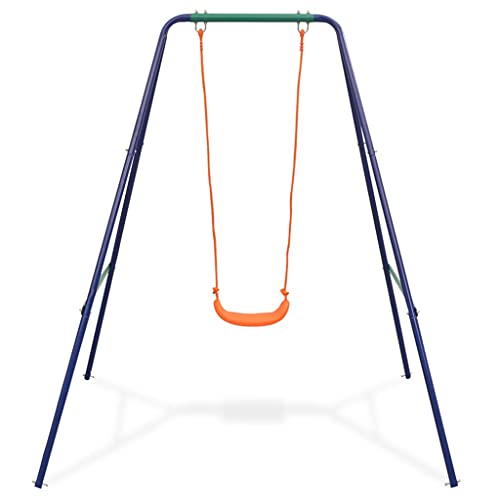 vidaXL Columpio para Niños Pequeños y para Bebés 2 en 1 con Asiento Juguete Parque Infantil Acero y Plástico Naranja