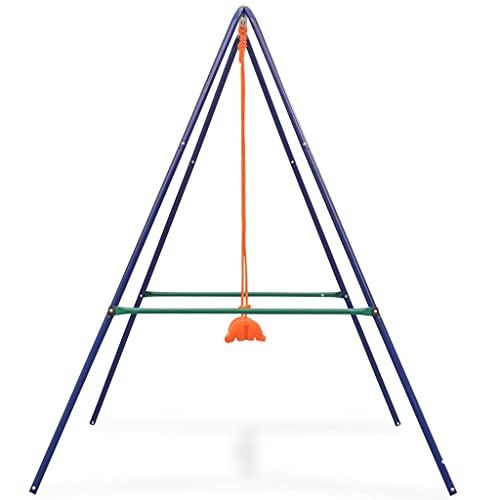 vidaXL Columpio para Niños Pequeños y para Bebés 2 en 1 con Asiento Juguete Parque Infantil Acero y Plástico Naranja