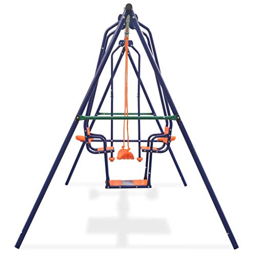 vidaXL Juego de Columpios para Jardín de 5 Piezas Asientos Juguete para Niños Parque Casero Infantil de Acero y Plástico Naranja