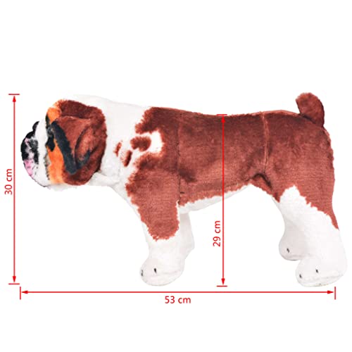 vidaXL Perro Bulldog Peluche de Pie Blanco Marrón XXL Juguete Infantil Animal