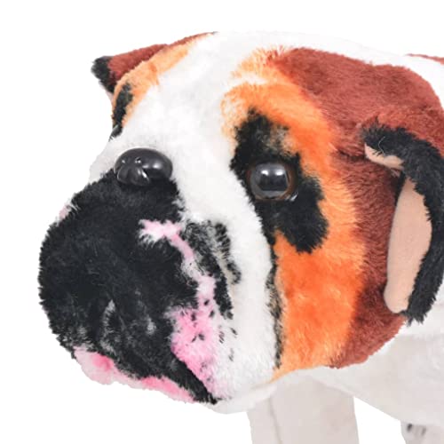 vidaXL Perro Bulldog Peluche de Pie Blanco Marrón XXL Juguete Infantil Animal