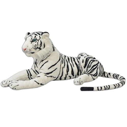 vidaXL Tigre de Peluche Gigante Blanco XXL Animal Blandito Decoración Juguete