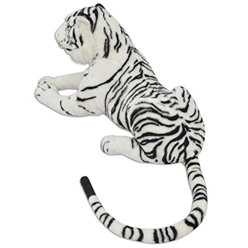 vidaXL Tigre de Peluche Gigante Blanco XXL Animal Blandito Decoración Juguete