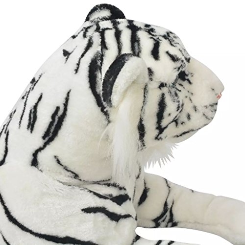 vidaXL Tigre de Peluche Gigante Blanco XXL Animal Blandito Decoración Juguete