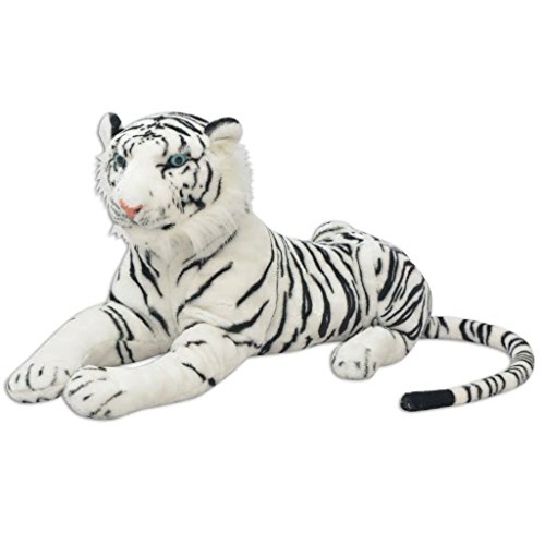 vidaXL Tigre de Peluche Gigante Blanco XXL Animal Blandito Decoración Juguete