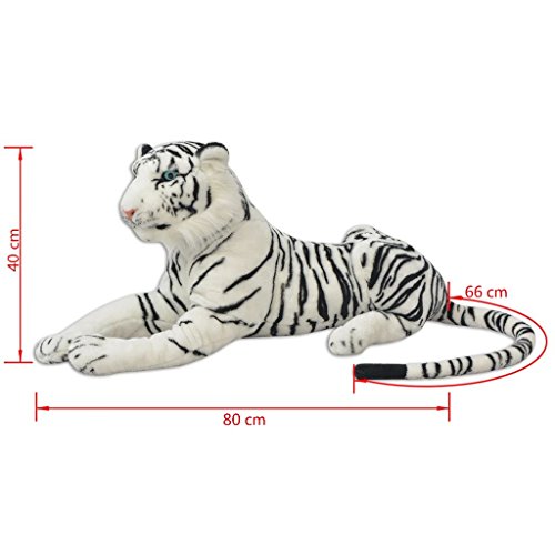 vidaXL Tigre de Peluche Gigante Blanco XXL Animal Blandito Decoración Juguete