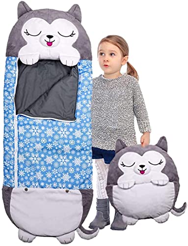 VIIPOOAlmohada De Sacos De Dormir Para Niños, Juego Cálido Mimoso - Abrazos - Almohada Durmiente Primavera Animales De Dibujos Animados De Dibujos Animados Saco De Dormir,Blue-M-Medium