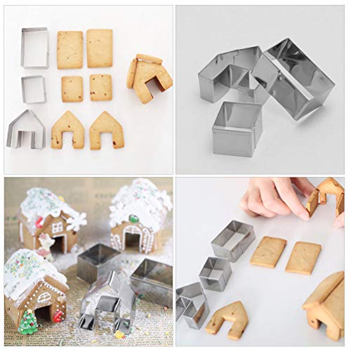 VILLCASE 5 Sets/ 15pcs Cortadores de Galletas de Navidad Moldes de Galletas Cortadores de casa de Pan de Jengibre Divertidos Juguetes navideños Decoración navideña