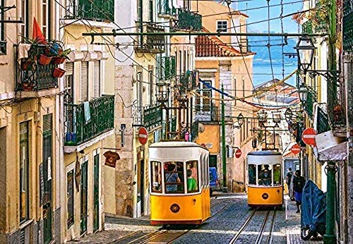 VimcustomPr Rompecabezas para adultos 1000 piezas Lisboa tranvías, Portugal Puzzles Niños Juguetes Educativos Aliviador de Estrés Regalo