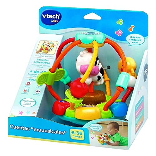 VTech-80-502922 Cuentas muuusicales, sonajero bola interactiva bebé con más de 45 melodías, voces y canciones, desarrolla vocabulario y motricidad fina, Multicolor (3480-502922) , color/modelo surtido