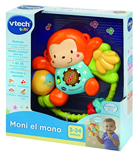 VTech-80-508322 Moni el Mono, sonajero interactivo bebé con más de 35 melodías canciones y voces, Multicolor (3480-508322) , color/modelo surtido