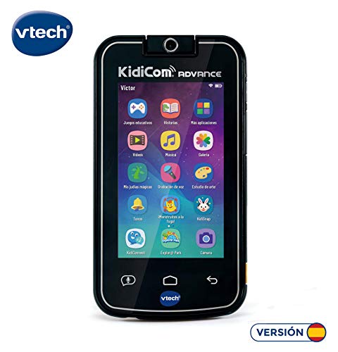 VTech - Kidicom Advance, dispositivo inteligente para niños, pantalla táctil 5" HD, objetivo giratorio 180º para fotos, selfis y vídeos, control parental, juegos, color negro (80-186622)