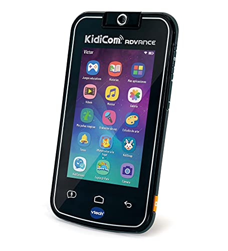 VTech - Kidicom Advance, dispositivo inteligente para niños, pantalla táctil 5" HD, objetivo giratorio 180º para fotos, selfis y vídeos, control parental, juegos, color negro (80-186622)