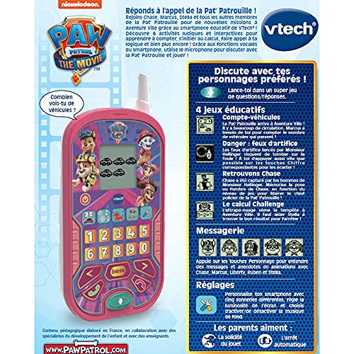 VTech- Paw Patrol Smartphone Educativo, Color Rosa (539365)