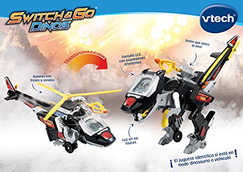 VTech Switch&Go Dinos, Black el velocirráptor, Dinosaurio Que se transforma en vehículo, Juguete para niños +3 años, Versión ESP (3480-141467), Color