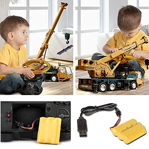 WANIYA1 RC Camión de automóviles Juguetes educativos Control Remoto Crane Crawler Ingeniería eléctrica Camión Gancho de elevación Grúa RC Juguete de camión para Adultos y niños.