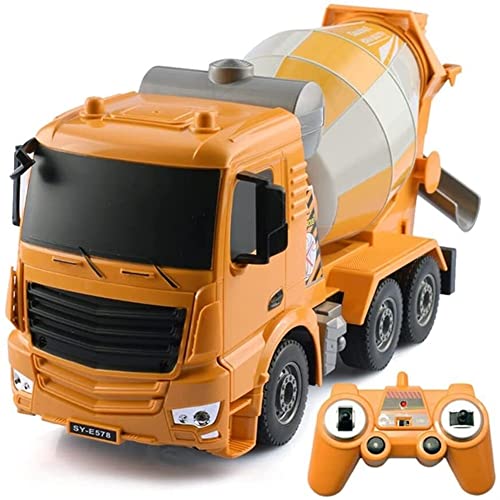 WANIYA1 Toy mezclador de cemento de control remoto, 6 canales Rc Mezclador de cemento Ingeniería Tractor de tractor Auto Dumping Construcción Vehículo de juguete Power Cemento Camión Juguete for adult