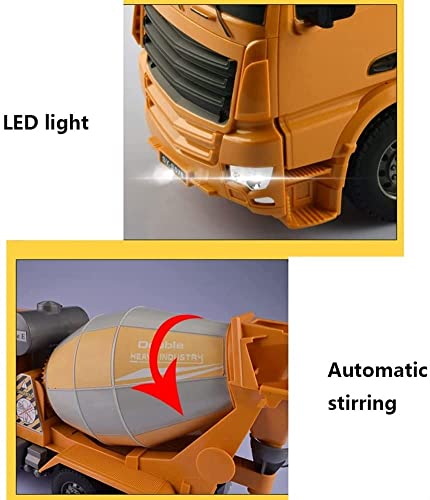 WANIYA1 Toy mezclador de cemento de control remoto, 6 canales Rc Mezclador de cemento Ingeniería Tractor de tractor Auto Dumping Construcción Vehículo de juguete Power Cemento Camión Juguete for adult