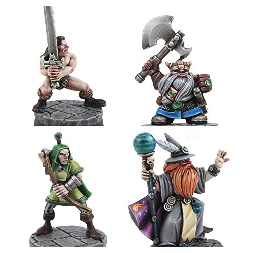 War World Gaming Set de 4 Miniaturas Fantasy Hero para Wargames y Juegos de rol (28mm)