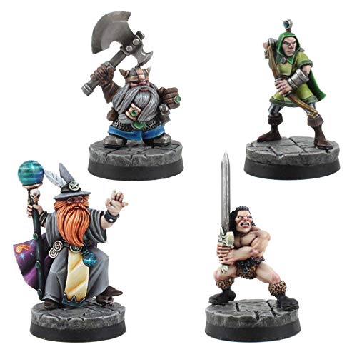 War World Gaming Set de 4 Miniaturas Fantasy Hero para Wargames y Juegos de rol (28mm)