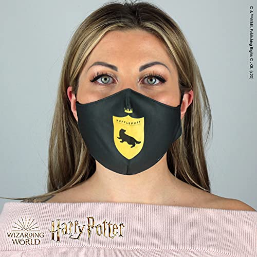 Warner Bros. Harry Potter Superheroes Mouthguard Masks Fabric Mask Adjustable Elastic Band Adult & Teen Comic Mask Nose Guard Mouth Noses (Hufflepuff Shield)