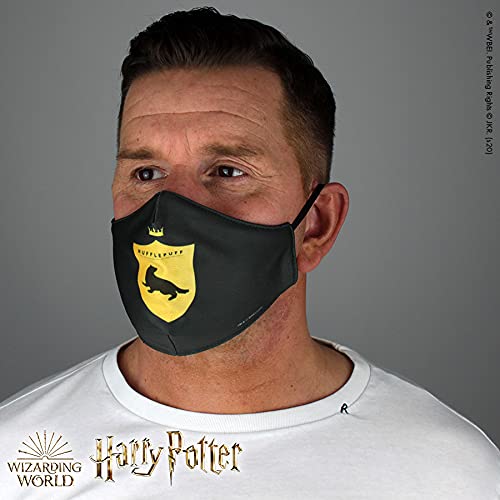 Warner Bros. Harry Potter Superheroes Mouthguard Masks Fabric Mask Adjustable Elastic Band Adult & Teen Comic Mask Nose Guard Mouth Noses (Hufflepuff Shield)