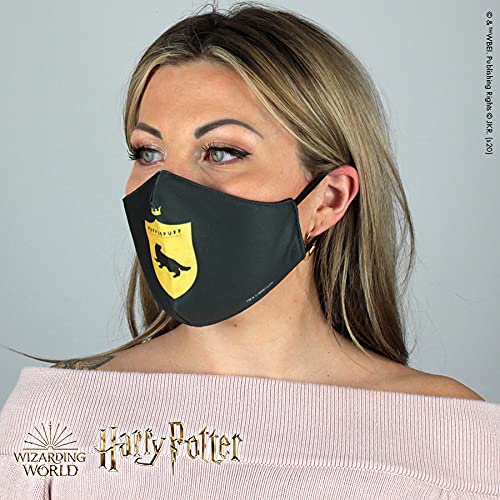 Warner Bros. Harry Potter Superheroes Mouthguard Masks Fabric Mask Adjustable Elastic Band Adult & Teen Comic Mask Nose Guard Mouth Noses (Hufflepuff Shield)