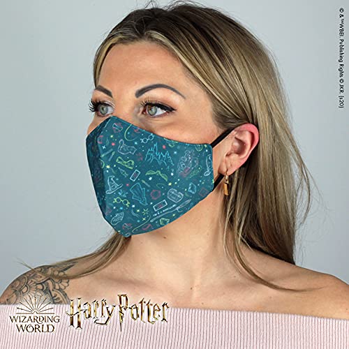 Warner Bros. Harry Potter Superheroes Mouthguard Masks Fabric Mask Adjustable Elastic Band Adult & Teen Comic Mask Nose Guard Mouth Noses (Icons - Lines - Pattern)