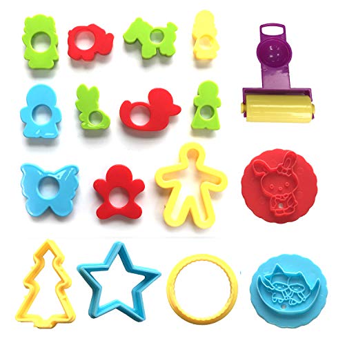 Wartoon amasadora herramienta de plastilina herramientas, accesorios de plastilina cortadores de galletas juguetes de cocina, 56 piezas