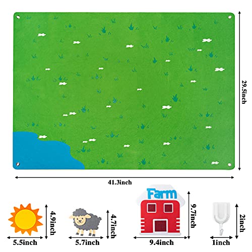 WATINC Felt Farm Story Board Set 3.5Ft 38Pcs Preescolar Animales domésticos Cuentacuentos Tablero