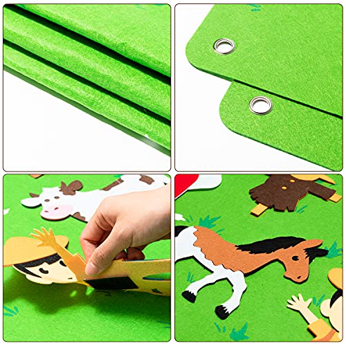 WATINC Felt Farm Story Board Set 3.5Ft 38Pcs Preescolar Animales domésticos Cuentacuentos Tablero