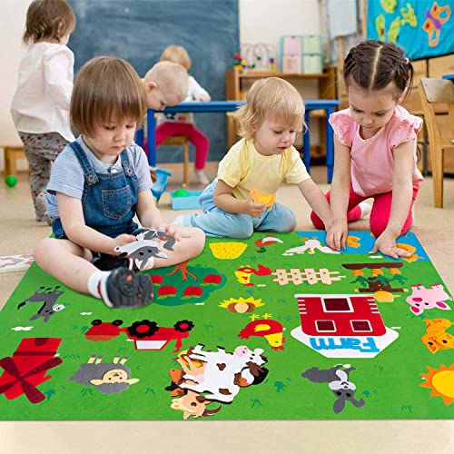 WATINC Felt Farm Story Board Set 3.5Ft 38Pcs Preescolar Animales domésticos Cuentacuentos Tablero