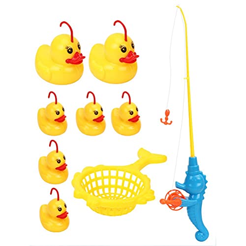 Wawogic 9 Unids/Set Juego De Pesca De Pato De Inducción Juguetes De Baño Ligeros Piscina para Niños Regalos Juguetes Interactivos De Pato Juguetes Educativos Tempranos