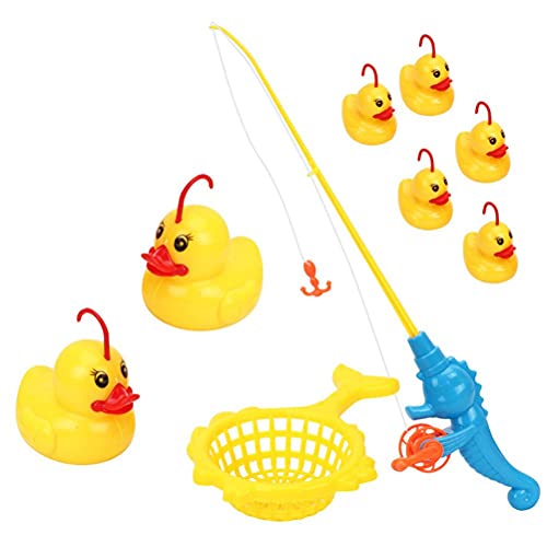 Wawogic 9 Unids/Set Juego De Pesca De Pato De Inducción Juguetes De Baño Ligeros Piscina para Niños Regalos Juguetes Interactivos De Pato Juguetes Educativos Tempranos