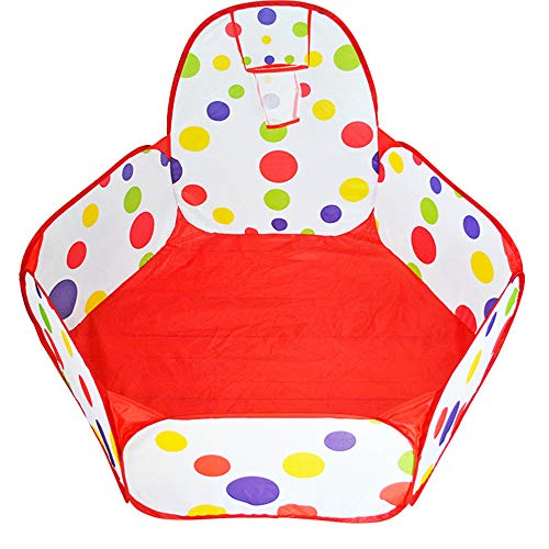 WayOuter Piscina de Bolas Infantil con aro de Baloncesto, diseño Hexagonal con Lunares, desplegable (Bolas no Incluidas)