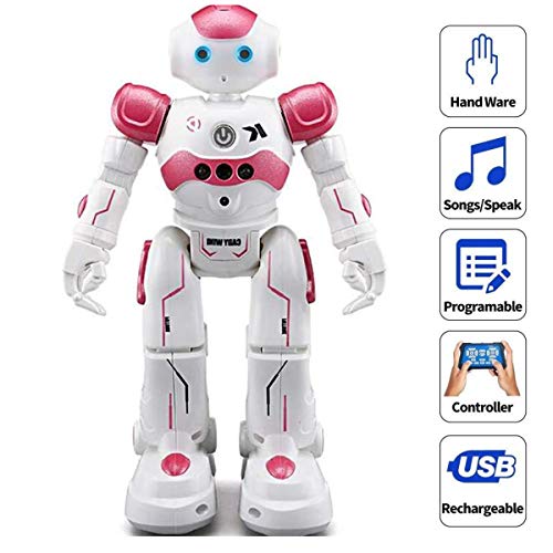 WEECOC RC Robot Juguetes de detección de Gestos Robot Inteligente de Juguete para niños Pueden Cantar Bailar Hablar Navidad Regalo de cumpleaños (Azul)