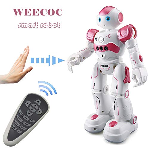 WEECOC RC Robot Juguetes de detección de Gestos Robot Inteligente de Juguete para niños Pueden Cantar Bailar Hablar Navidad Regalo de cumpleaños (Azul)