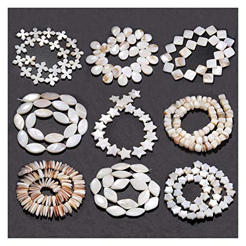 WEIYUE Madre blanca natural de perlas Shell perlas sueltas plana Oval Dientes redondo estrella Nugget agua dulce Shell Chip (color: 9. aproximadamente 8 9mm)