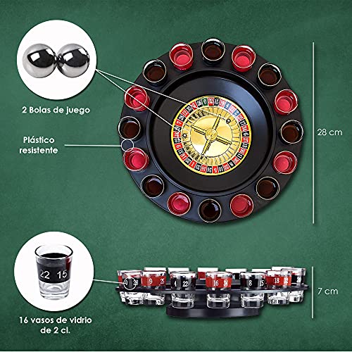 Wellhome Juego De Ruleta Con Vasos De Chupito - 21 ml