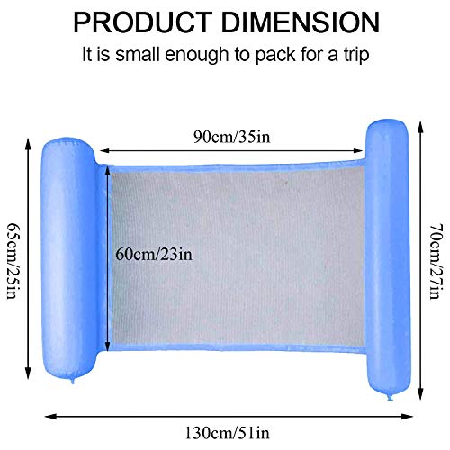 WELLXUNK® Cama Flotante de Agua, Hamaca de Agua Inflable, 4 en 1 Hamaca Flotante Inflable del Agua, Cama Plegable para Sillas De Agua Flotante Piscina Tumbonas para Hijos Adultos (Azul Oscuro)