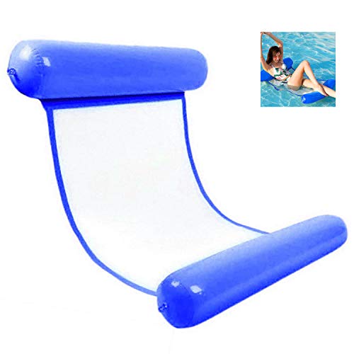 WELLXUNK® Cama Flotante de Agua, Hamaca de Agua Inflable, 4 en 1 Hamaca Flotante Inflable del Agua, Cama Plegable para Sillas De Agua Flotante Piscina Tumbonas para Hijos Adultos (Azul Oscuro)