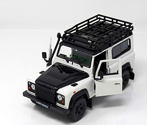 Welly Modelo Coche Miniatur 1:24 Land Rover Defender Blanco / Negro con Dachgepaäckträger