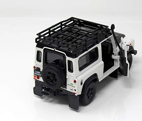 Welly Modelo Coche Miniatur 1:24 Land Rover Defender Blanco / Negro con Dachgepaäckträger