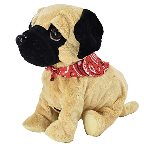 WEofferwhatYOUwant Pug Daddy - Perro de Juguete Electrónico de Felpa - Sensible al Sonido y al Tacto, Hace Trucos, Ladra y Abraza. Desde 18 Meses a Adultos