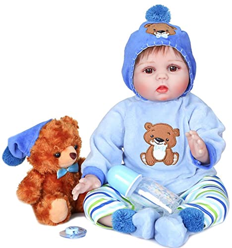 WERYU 22In Reborn Baby Dolls Anatómicamente Correctas Muñecas De Niño Recién Nacido Durmiendo Muñecas De Crianza Recién Nacidas Cuerpo De Silicona Completo Regalos De Cumpleaños Edad De 3 A 6 Años