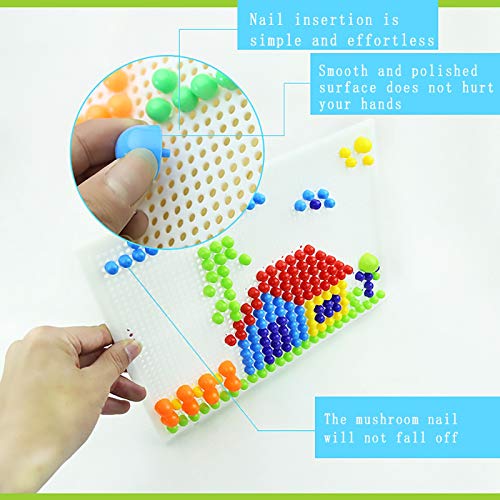 WFF Juguetes educativos para niños Nail Hongo Test Juego 296pcs Mosaico Juego de Rompecabezas de Color cognitivo de los niños en Caja de Bricolaje Juguete - Jigsaw Ejercita tu Cerebro y Las Manos