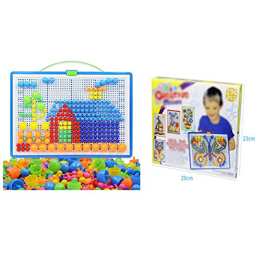 WFF Juguetes educativos para niños Nail Hongo Test Juego 296pcs Mosaico Juego de Rompecabezas de Color cognitivo de los niños en Caja de Bricolaje Juguete - Jigsaw Ejercita tu Cerebro y Las Manos