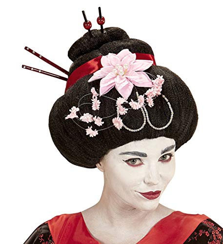 WIDMANN wdm93335 ? Peluca geisha con flores y baquetas, multicolor, One size