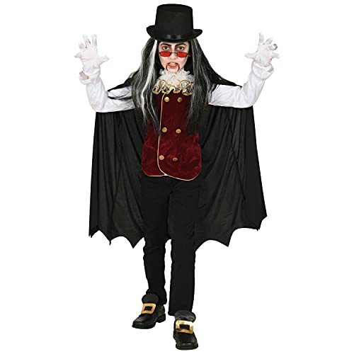 WIDMANN Widmann-30048 Infantil de Vampiro, Camisa con Chaleco y Chaqueta, Capa con Cuello, Conjunto niños, murciélago, Disfraz, Fiesta temática, Carnaval, Halloween, Multicolor, 158 cm (30048)