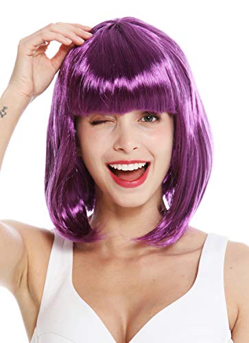 WIG ME UP- 0073-3-ZA54 Peluca Mujer Carnaval al Hombro Bob Largo Pelo Liso Flequillo Lila